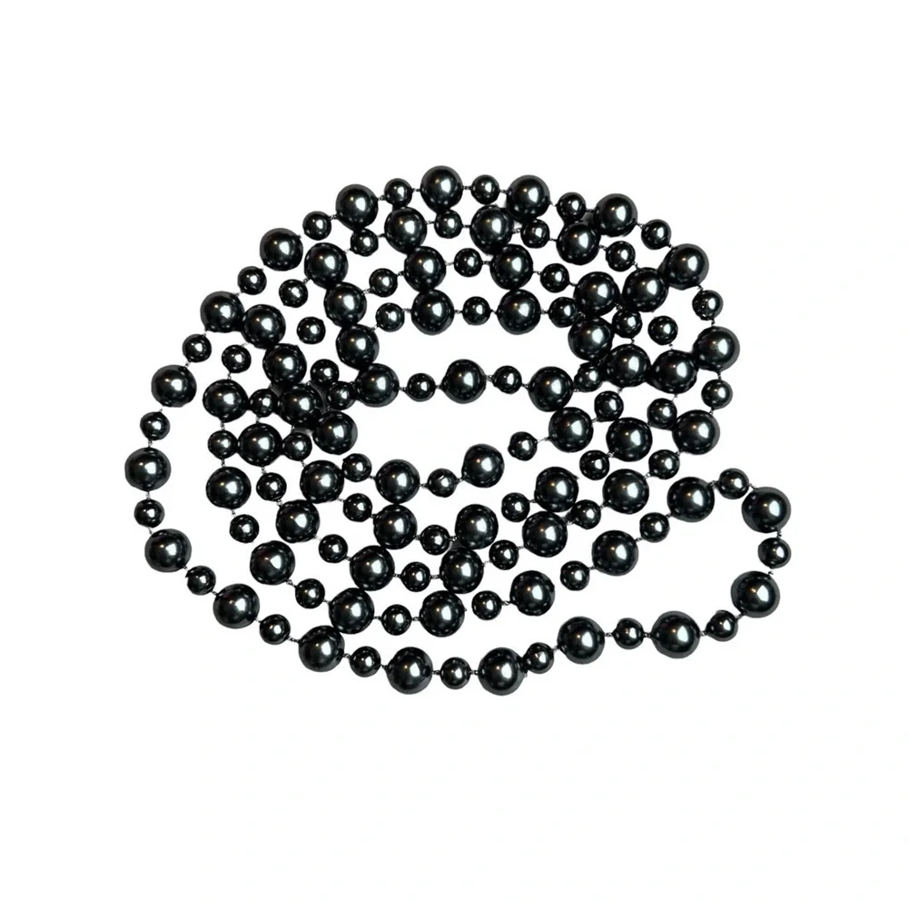 Gunmetal Grayish Black Faux Pearl Long Necklace - Picture 4 of 11